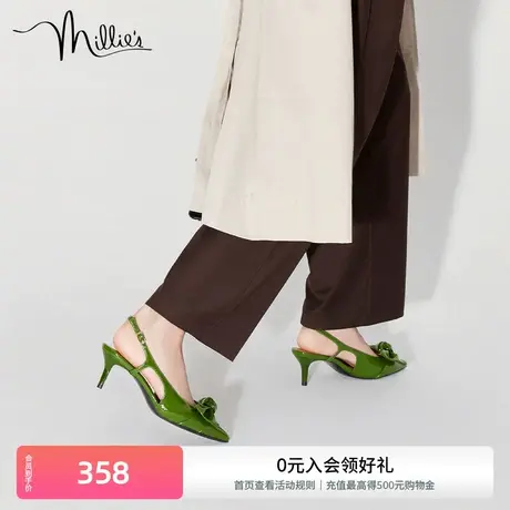 millie's妙丽新款设计感漆牛皮尖头巴黎清晨高跟鞋女单鞋SAT52CH2商品大图