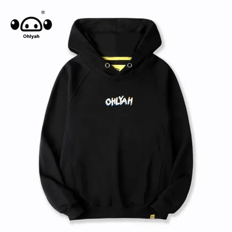 Ohlyah原创潮牌连帽卫衣女2023年春秋韩版纯棉黑色简约外套女ins商品大图
