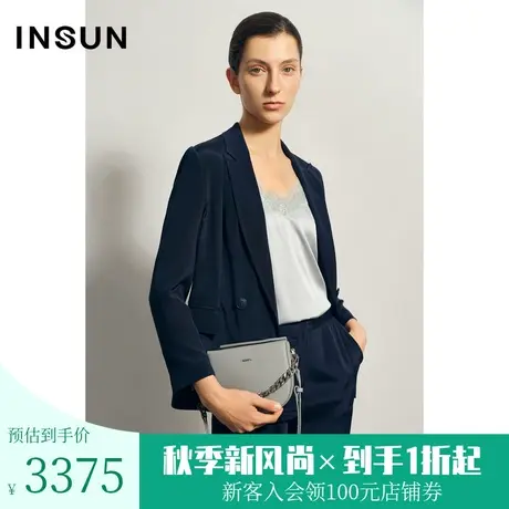 恩裳商场同款夏季简约直身版型垂感有光泽舒适桑蚕丝西装外套图片