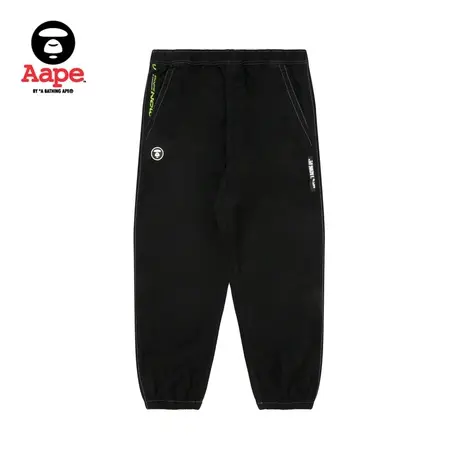 Aape旗舰店男装秋冬猿颜徽章小标装饰束脚休闲长裤6919XXJ商品大图