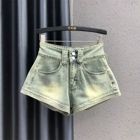 欧货女夏新款复古遮胯显瘦a字阔腿热裤宽松显瘦个性辣妹牛仔短裤商品大图