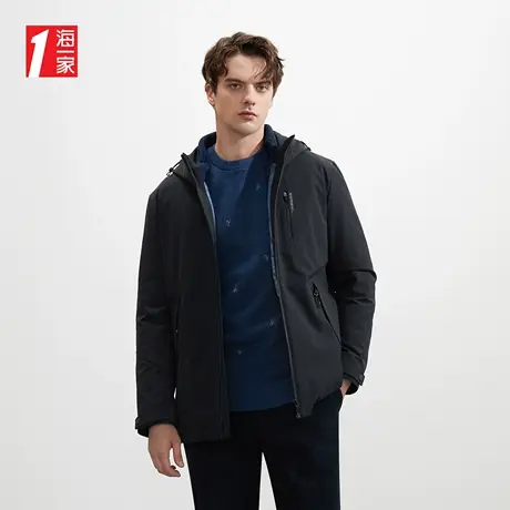 海一家可脱卸内胆一衣多穿外套保暖连帽夹克男图片
