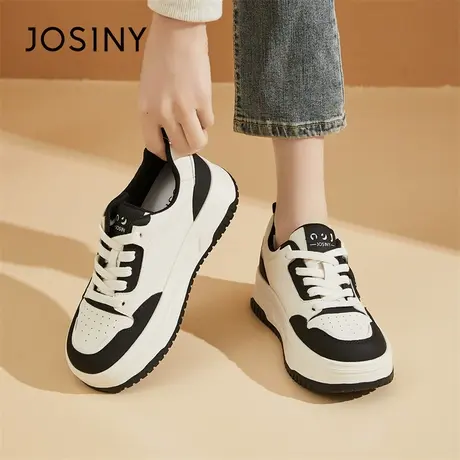 Josiny/卓诗尼拼色鞋子女2024年新款春季板鞋百搭单鞋厚底小白鞋商品大图