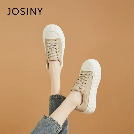 Josiny/卓诗尼板鞋2024新款春季厚底舒适小白鞋女跑步运动休闲鞋商品大图