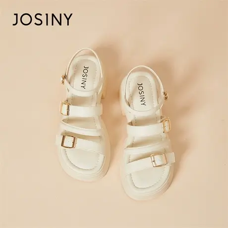 Josiny/卓诗尼运动凉鞋女款2024年新款春季外穿法式厚底罗马凉拖商品大图
