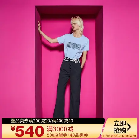 Juicy Couture橘滋23新款个性简约条形码厚板印女T恤商品大图