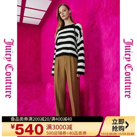 Juicy Couture橘滋秋女2023年新款简约格调logo刺绣折裥女休闲裤商品大图