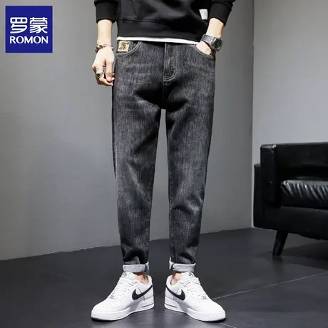 罗蒙新款棉质微弹男士牛仔裤百搭直筒牛仔裤男图片