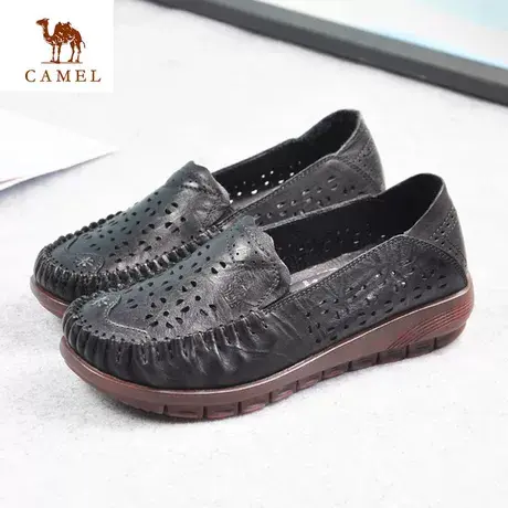 Camel/骆驼女鞋春夏季新品时尚镂空牛皮舒适透气妈妈鞋A102379325图片