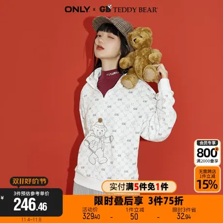 【买5免1】ONLY TEDDY BEAR泰迪熊联名满印套头卫衣女|12249S007商品大图