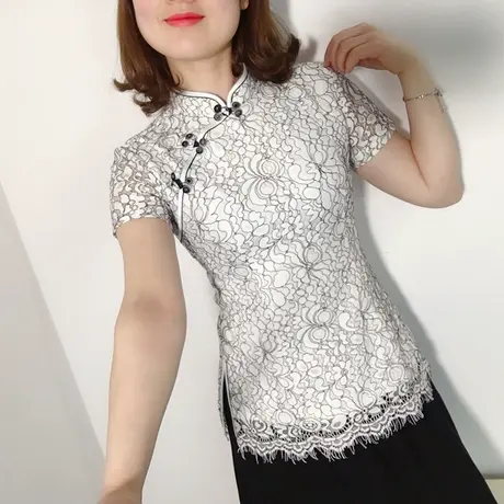 傲雪屋春夏中国风少女复古原创短袖旗袍上衣改良中式盘扣唐装女商品大图