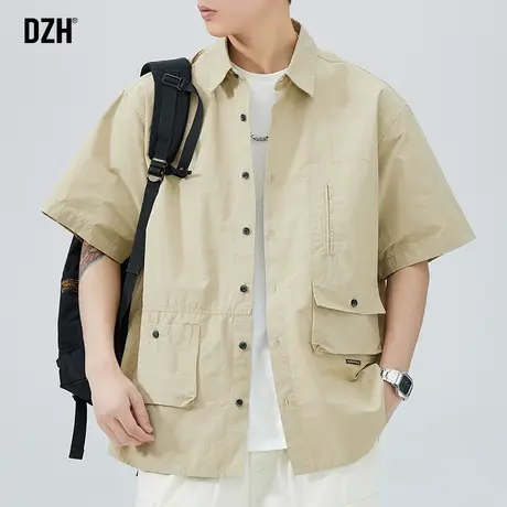 男士五分袖工装衬衫男高级感潮牌短袖夏季男款023年新款休闲衬衣商品大图