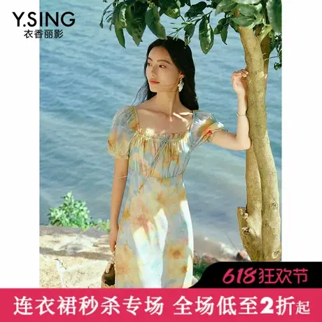 【直播】衣香丽影夏装东风纱碎花连衣裙女度假风沙滩裙子图片