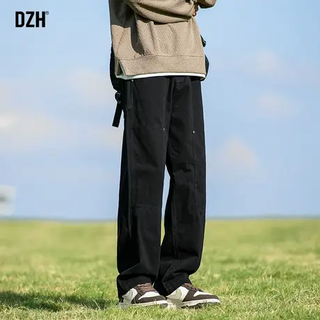 男士黑色纯棉直筒休闲裤男春季工装裤痞帅高级感裤子2025新款男裤商品大图