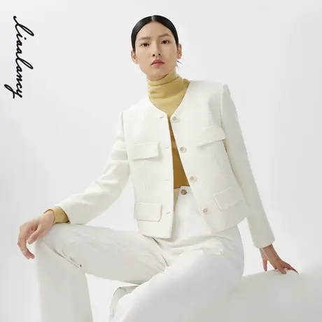 LANCY/朗姿2024春季新款羊毛小香风气质精致短外套女优雅直筒上衣图片