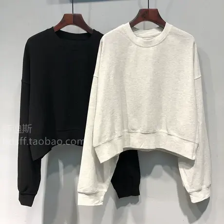 2023秋装 韩国ulzzang新款后字母标签宽松蝙蝠袖短款卫衣女套头商品大图