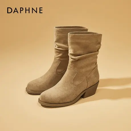 达芙妮女鞋切尔西靴女2025春款新款高跟堆堆靴马丁靴英伦风短靴子商品大图