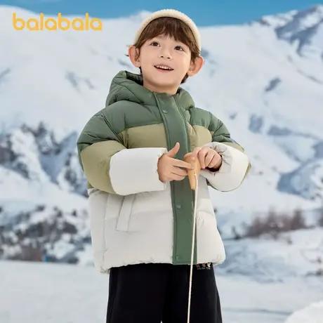 巴拉巴拉童装男童羽绒服2025冬装新款撞色连帽外套潮商品大图