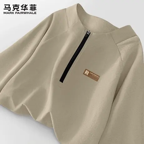 马克华菲长袖t恤男夏季2025新款半拉链立领上衣抗菌吸湿速干衣薄X商品大图