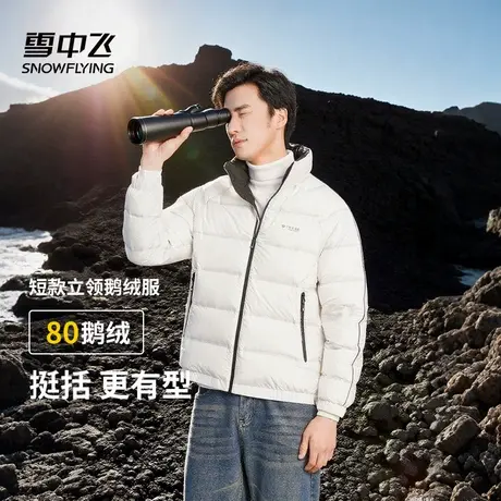 雪中飞羽绒服男2025新款冬季加厚保暖鹅绒外套男士短款立领量感潮图片