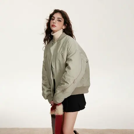 美式棒球服棉服女夹棉冬季外套新款复古街头风潮牌小个子宽松棉衣图片