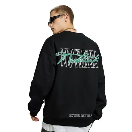 Nuthink美式街头重磅420g圆领卫衣潮牌男潮大码宽松秋冬男士上衣图片