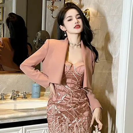 时尚百搭小香风减龄开衫短外套2023新款洋气显瘦名媛轻奢长袖上衣商品大图