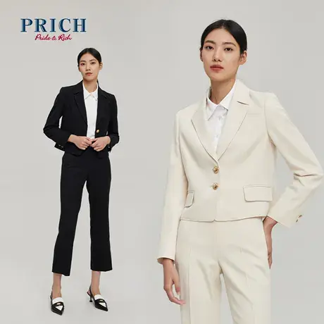 PRICH23春秋新款修身黑色西装闲职场上装外套女商品大图