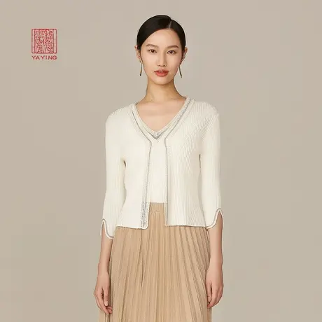 EP YAYING雅莹高端系列 优雅修身珍珠装饰毛衣针织衫 新款9105A图片