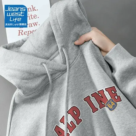 真维斯LIFE连帽卫衣女2024年新款爆款灰色美式复古无性别早秋外套商品大图