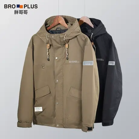 胖哥哥大码男装休闲连帽外套男宽松户外潮牌男士夹克加肥加大春季商品大图