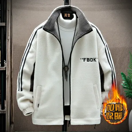 羊羔绒加棉加厚颗粒绒保暖外套男士冬季棉衣青少年学生帅气棉服潮商品大图