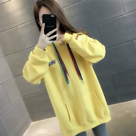 连帽抽绳卫衣女ins潮网红长袖上衣春季韩版2023年新款外套慵懒风图片