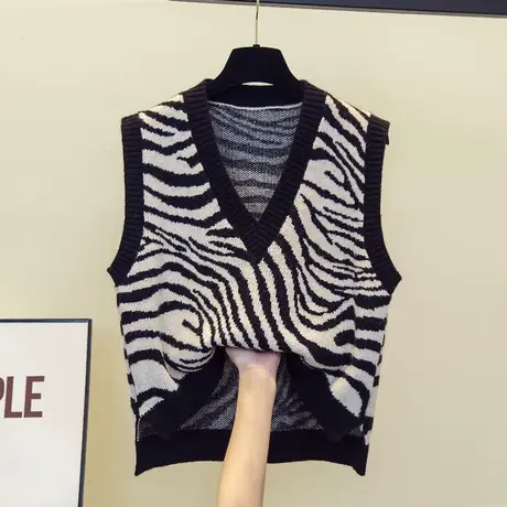 v领针织马甲背心女2023秋装新款宽松慵懒风外穿上衣短款毛衣坎肩商品大图