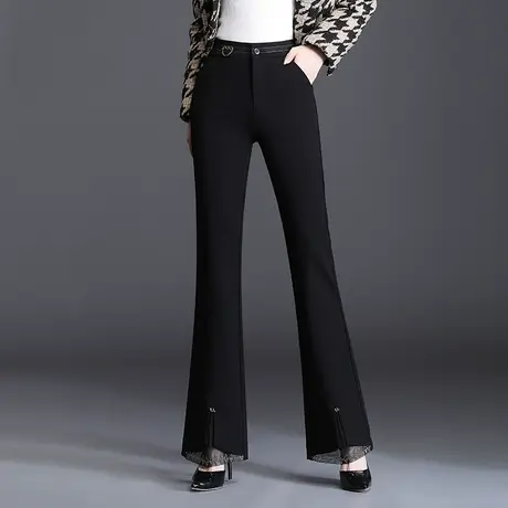 2023秋季新款裤子女士喇叭裤高腰通勤显瘦长裤大码垂感微喇休闲裤图片