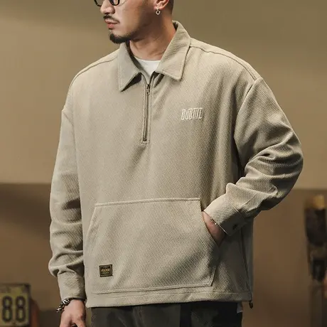 时尚工装POLO衫长袖百搭纯棉春秋季男装外套潮流外套男春秋图片