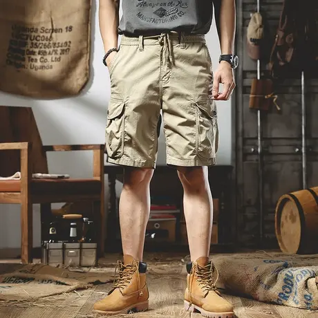 夏季休闲工装短裤男宽松直筒潮牌ins大码五分裤潮流薄款中裤马裤商品大图