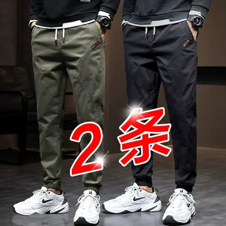 青少年工装男裤子男士休闲裤秋季束脚春秋款2023新款冬季加绒加厚商品大图