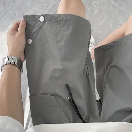 冰丝短裤男士夏季速干潮牌日系复古美式工装休闲运动沙滩五分裤子商品大图