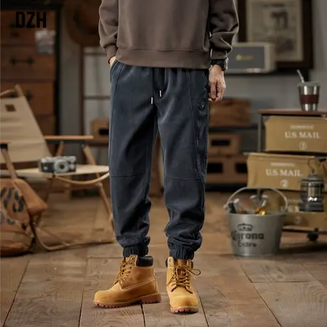 男士古着华夫格裤子秋季男款哈伦裤运动裤束脚裤男休闲裤2024新款商品大图