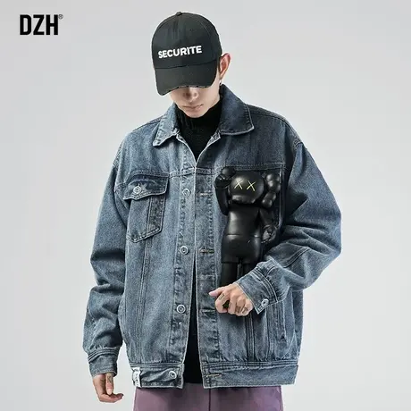 男士蓝色牛仔外套男春秋季潮牌宽松男装2024新款上衣休闲夹克百搭商品大图