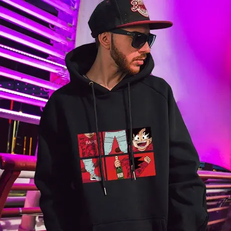 2024秋冬新款卫衣男潮牌连帽加绒情侣装加肥加大胖子外套大码男装商品大图