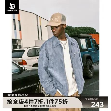 Lilbetter仿麂皮外套男美式上衣复古褂子高级感衣服翻领工装夹克商品大图