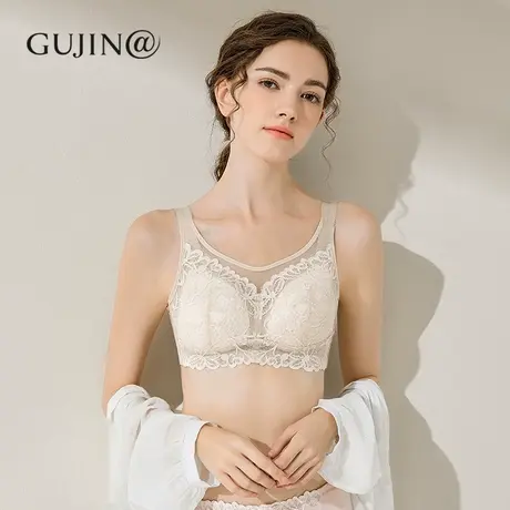 古今@大码内衣女大胸显小收副乳防下垂无钢圈调整型全罩杯薄文胸图片