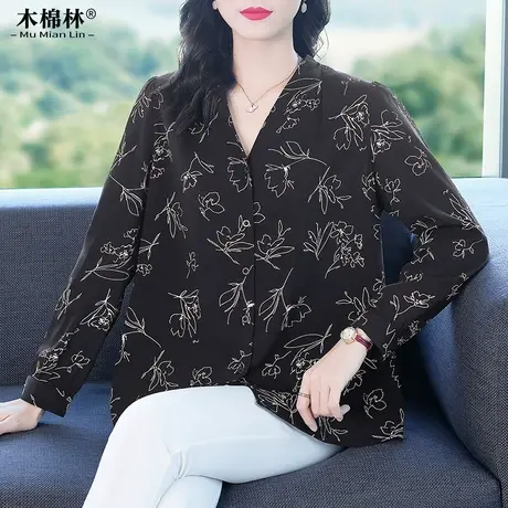 200斤胖妹妹V领轻熟减龄港味衬衣女大码宽松遮肚上衣春装时尚女装图片