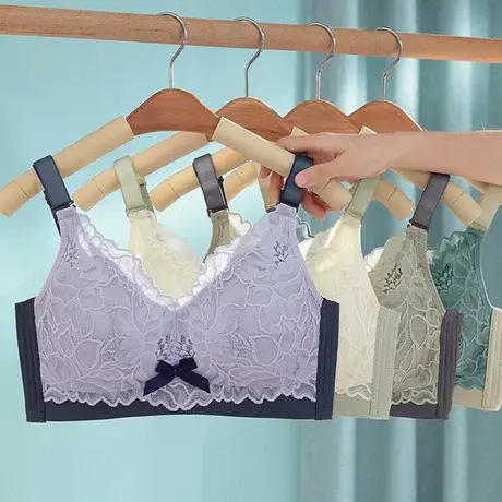 大胸显小内衣女夏薄款大码胖mm胸罩上托防下垂收副乳显瘦乳胶文胸商品大图