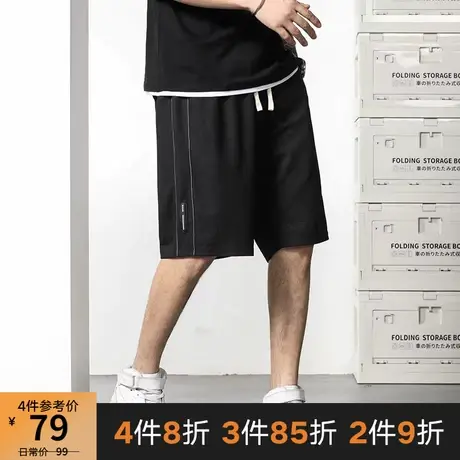 GxxH潮牌大码男装2023夏季宽松直筒休闲五分裤胖子潮流华夫格短裤商品大图