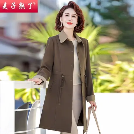 2024春季新款中老年人女装风衣外套阔太太妈妈装开衫夹克秋上衣服图片