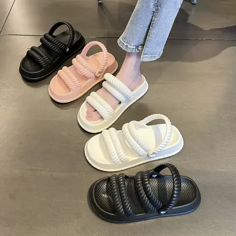 凉鞋女款外穿2024新款厚底踩屎感防滑凉拖鞋夏季高级感海边沙滩鞋商品大图