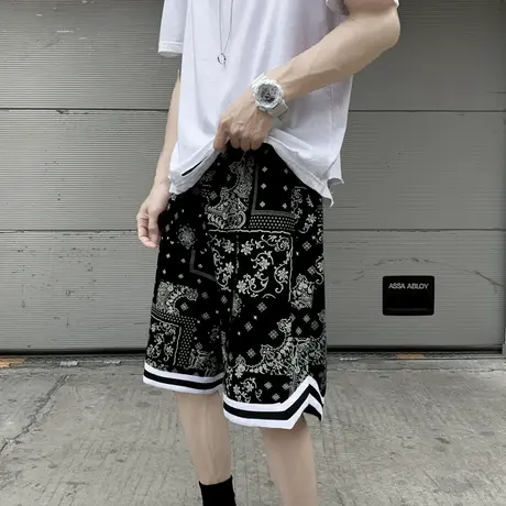 夏季腰果花短裤男速干冰丝宽松休闲裤子篮球健身运动潮流五分中裤商品大图